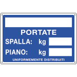 3130 - Cartello informazione PORTATE SPALLA/PIANO KG