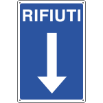 3146 - Cartello informazione RIFIUTI freccia in basso