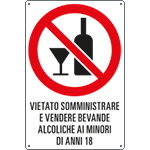 3360 - Cartello divieto " somministrare e vendere bevande alcoliche"