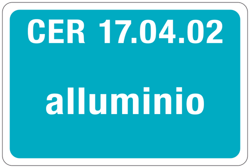3401 - cartello alluminio rifiuti speciali CER 17.04.02