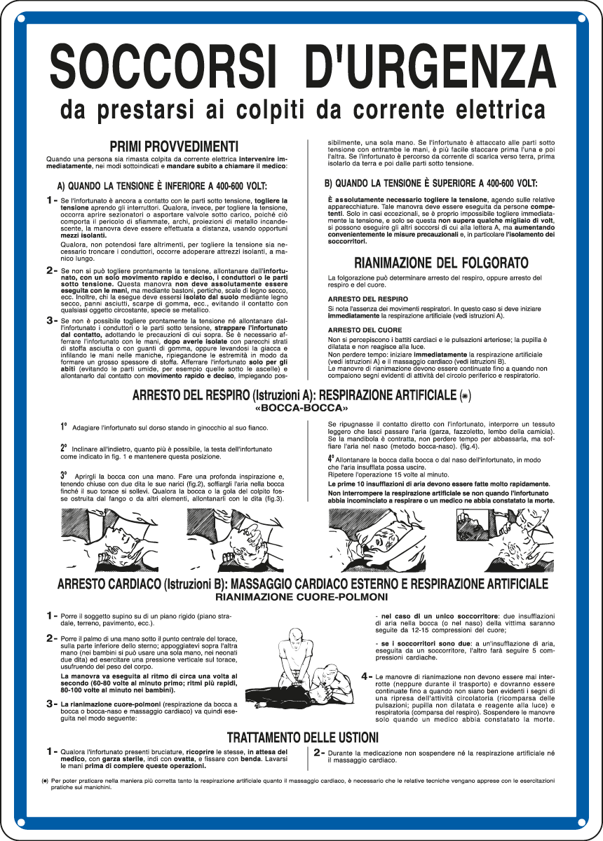 3601 - Cartello norme SOCCORSI D'URGENZA AI COLPITI