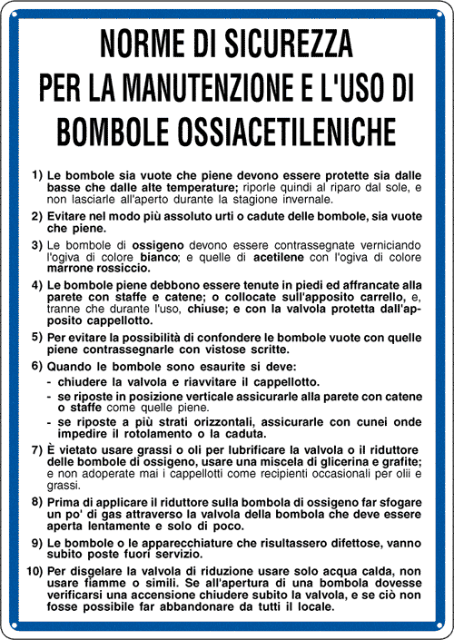3627 - Cartello NORME MANUTENZ. BOMBOLE OSSIAC
