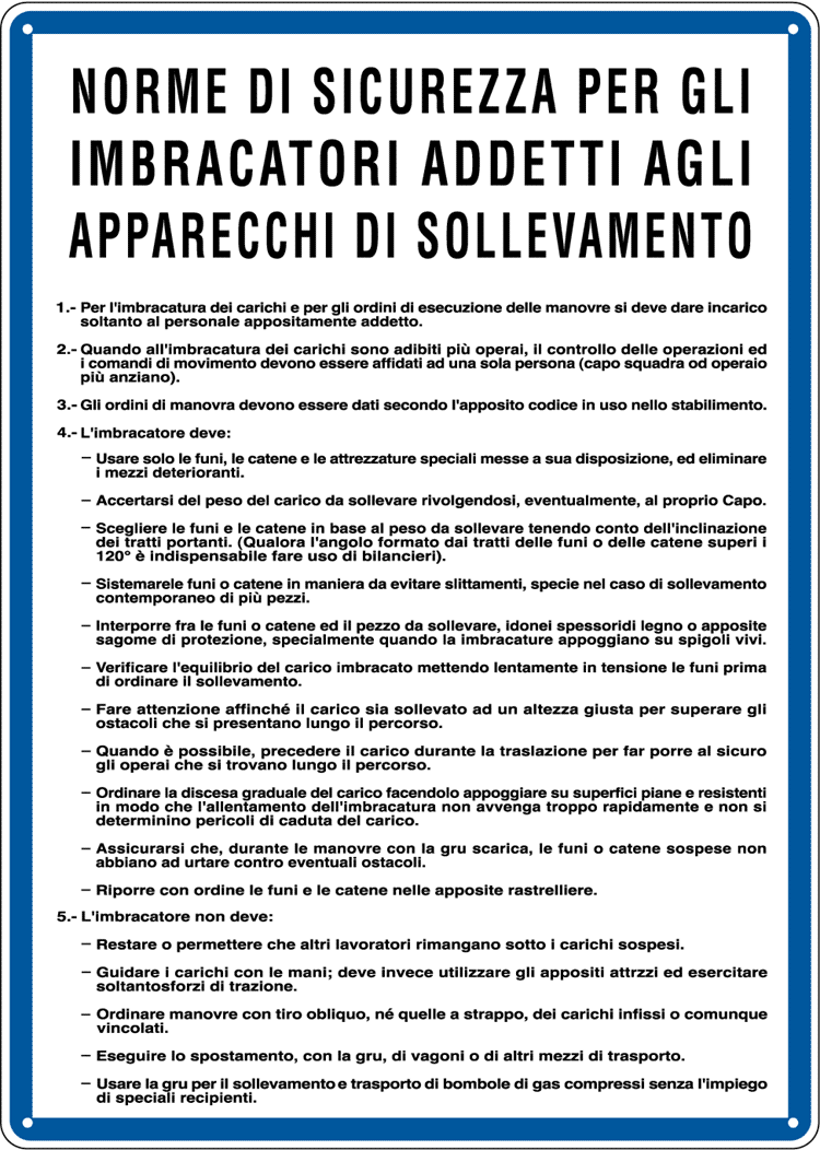 3709 - Cartello NORME PER IMBRACATORI