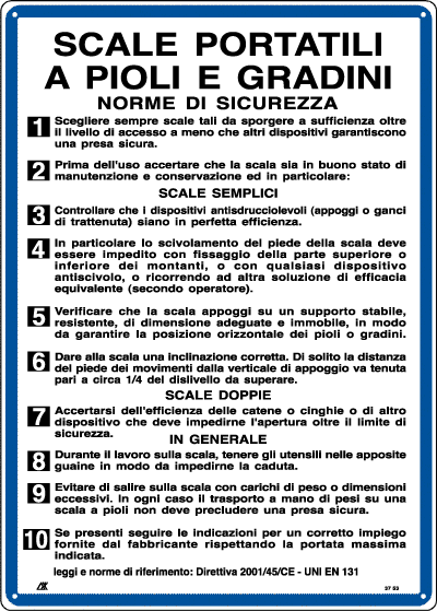 3753 - Cartello NORME PER SCALE PORTATILI