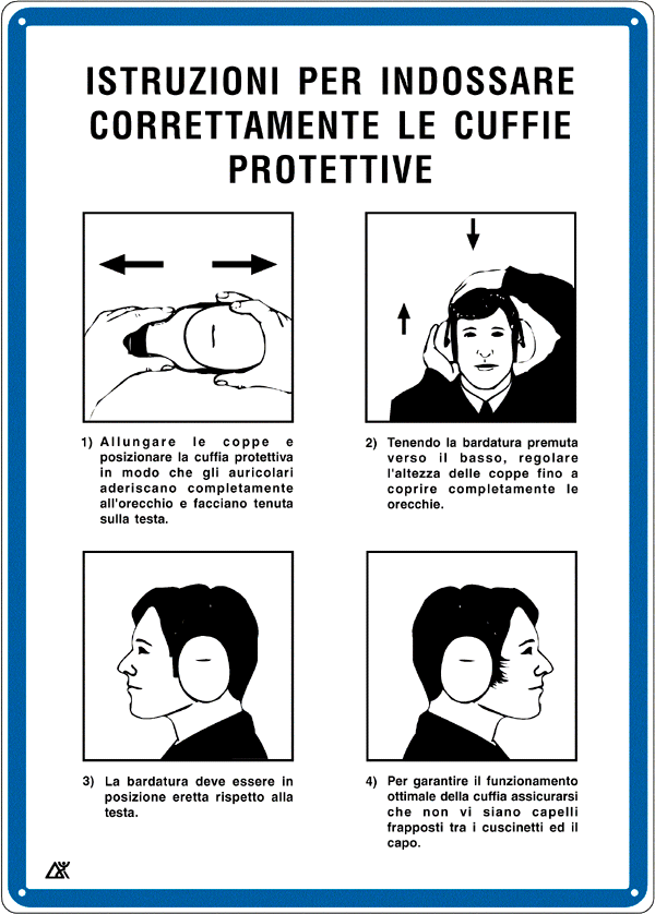 3761 - Cartello Istruzioni per indossare cuffie protettive