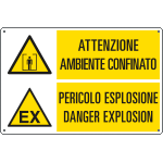 29340 - Cartello multisimbolo ambiente confinato pericolo esplosione....