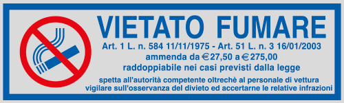 96702 - Etichette argento vietato fumare per vetture private