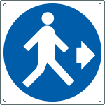 1376W - Cartello obbligo pedoni a destra