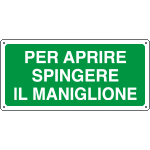 16125W - Cartello per aprire spingere .....