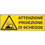 1769KS - Etichetta adesiva attenzione proiezione schegge