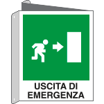 20106BIX - cartello bifacciale uscita emergenza destra