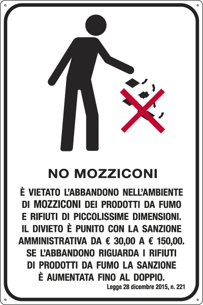5697Y - Cartello vietato l'abbandono di mozziconi nell'ambiente.....
