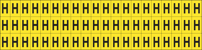 900H - Foglio n.60 etichette adesive G/N lettera H