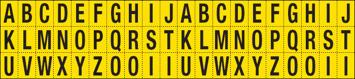 901AZ - Foglio n.60 etichette adesive G/N lett.da A a Z