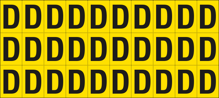 902D - Foglio n.30 etichette adesive G/N lettera D