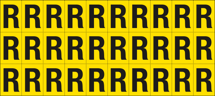 902R - Foglio n.30 etichette adesive G/N lettera R