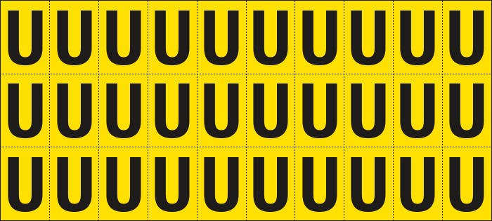 902U - Foglio n.30 etichette adesive G/N lettera U