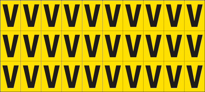 902V - Foglio n.30 etichette adesive G/N lettera V