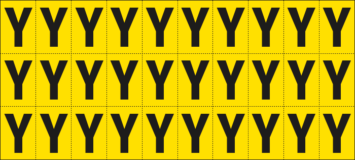 902Y - Foglio n.30 etichette adesive G/N lettera Y