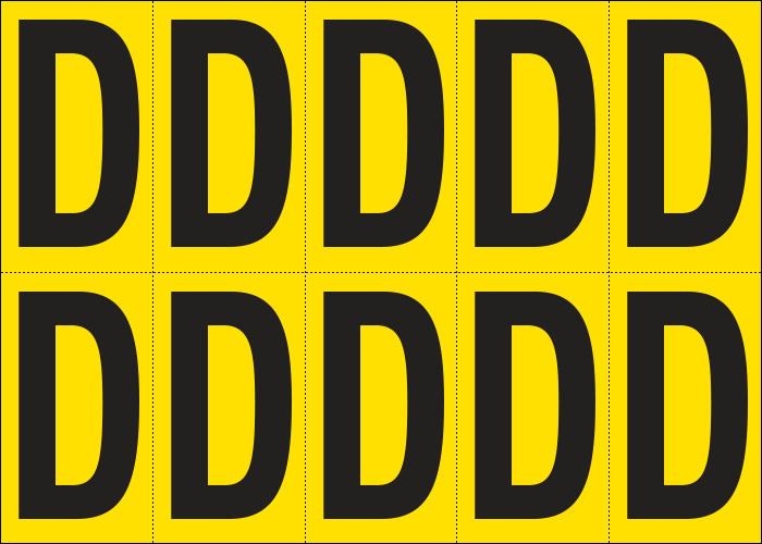 905D - Foglio n.10 etichette adesive G/N lettera D