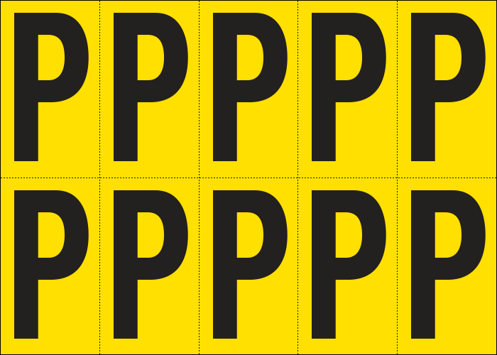 905P - Foglio n.10 etichette adesive G/N lettera P