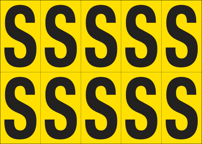 905S - Foglio n.10 etichette adesive G/N lettera S