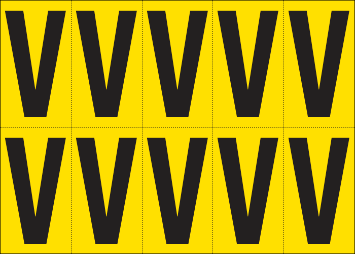 905V - Foglio n.10 etichette adesive G/N lettera V