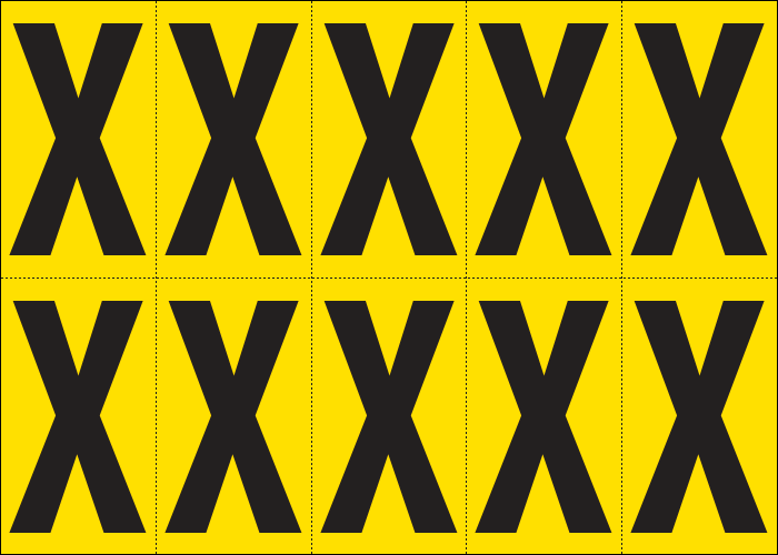 905X - Foglio n.10 etichette adesive G/N lettera X