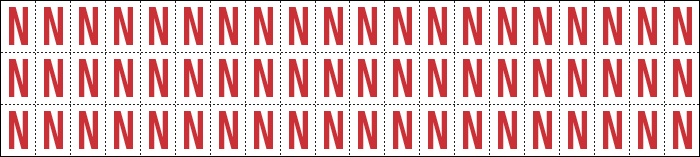 911N - Foglio n.60 etichette adesive B/R lettera N