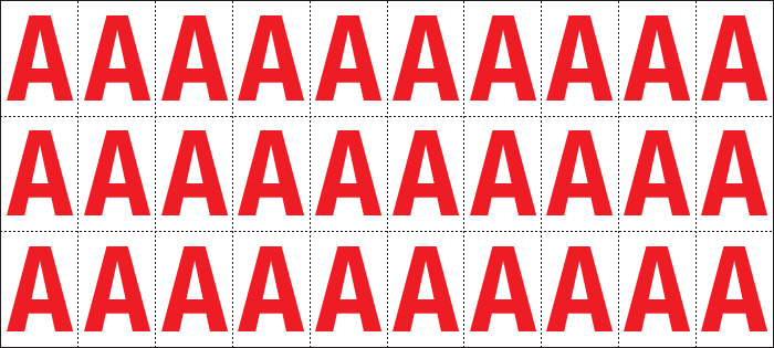 912A - Foglio n.30 etichette adesive B/R lettera A