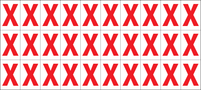 912X - Foglio n.30 etichette adesive B/R lettera X