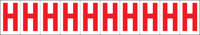 914H - Foglio n.10 etichette adesive B/R lettera H