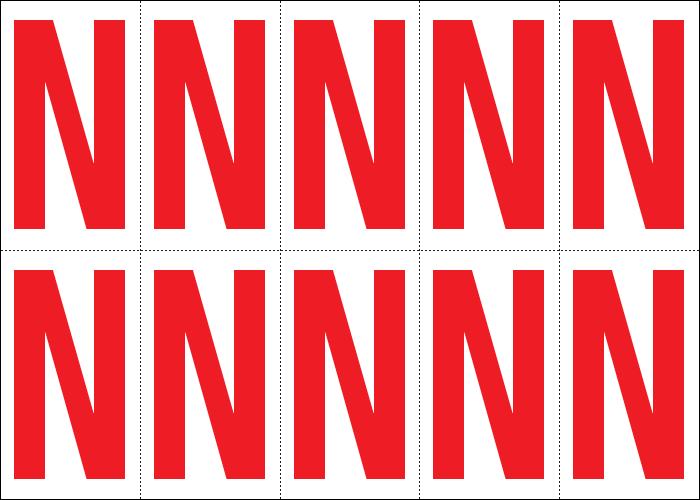 915N - Foglio n.10 etichette adesive B/R lettera N