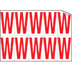 915W - Foglio n.10 etichette adesive B/R lettera W