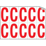 916C - Foglio n.10 etichette adesive B/R lettera C