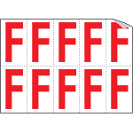 916F - Foglio n.10 etichette adesive B/R lettera F