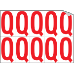 916Q - Foglio n.10 etichette adesive B/R lettera Q