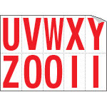 916UZ - Foglio n.10 etichette adesive B/R lett.da U a Z