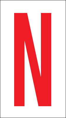 917N - Foglio n.1 etichette adesive B/R lettera N