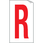 917R - Foglio n.1 etichette adesive B/R lettera R