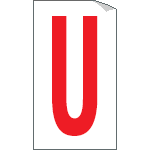 917U - Foglio n.1 etichette adesive B/R lettera U