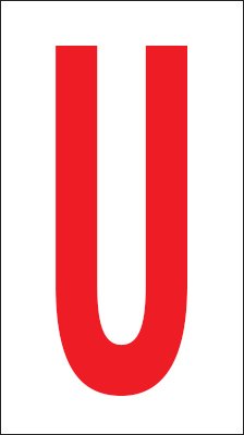 917U - Foglio n.1 etichette adesive B/R lettera U