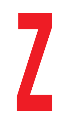 917Z - Foglio n.1 etichette adesive B/R lettera Z