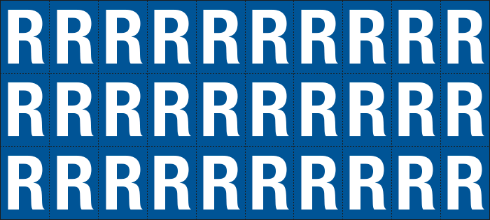 922R - Foglio n.30 etichette adesive B/B lettera R