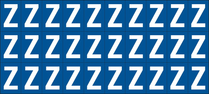 922Z - Foglio n.30 etichette adesive B/B lettera Z