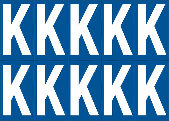 925K - Foglio n.10 etichette adesive B/B lettera K