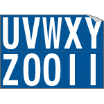 925UZ - Foglio n.10 etichette adesive B/B lett.da U a Z
