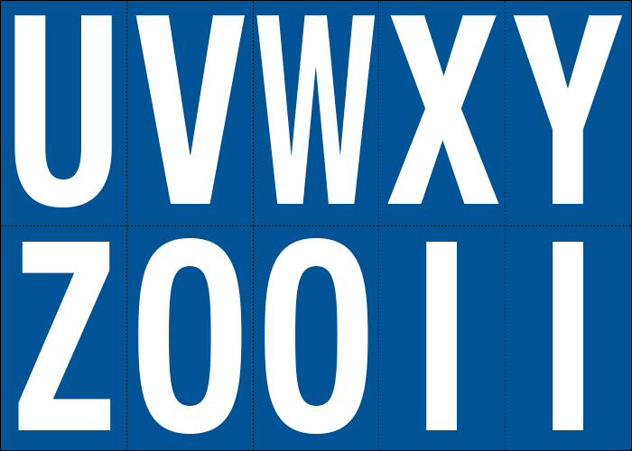 925UZ - Foglio n.10 etichette adesive B/B lett.da U a Z