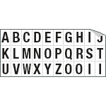 932AZ - Foglio n.30 etichette adesive B/N lettere da A a Z