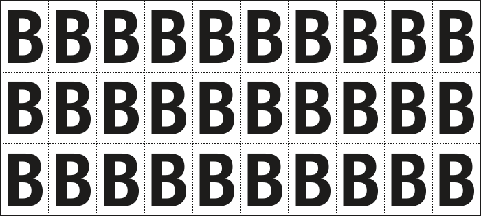 932B - Foglio n.30 etichette adesive B/N lettera B